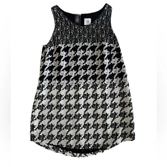 CAbi Women’s Black White Broken Check Houndstooth Sleeveless Blouse XS #3090 - Picture 1 of 11